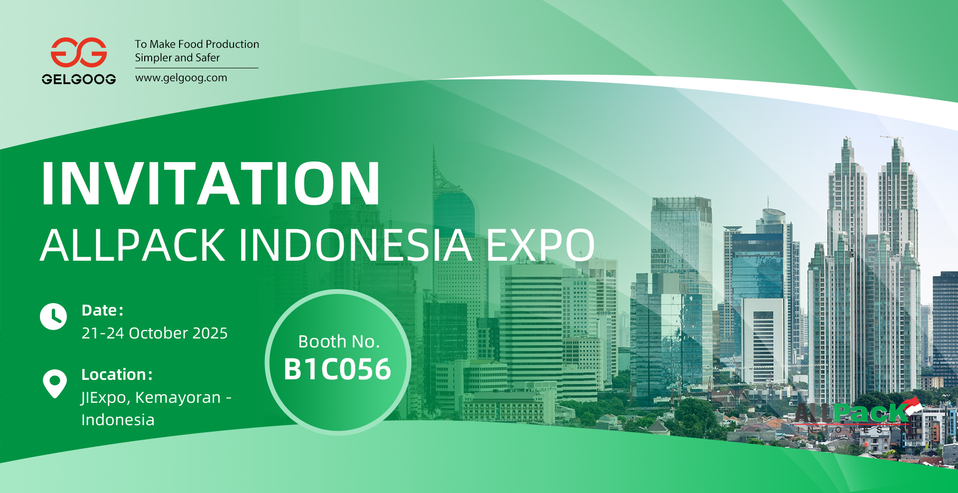 GELGOOG Invites You to ALLPACK INDONESIA EXPO 2025 | Smart Food Processing Solutions Debut in Jakarta